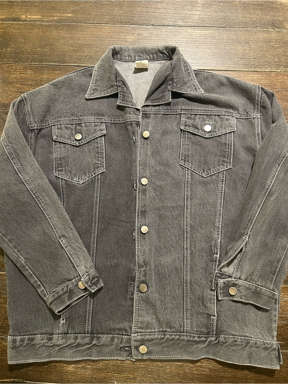 70s 80s Vintage Sears Men's Washed Gray Denim Trucker Jacket